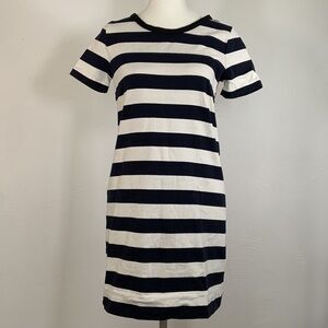 J. Crew Cotton Navy/Ivory Stripe Tee Shirt Dress